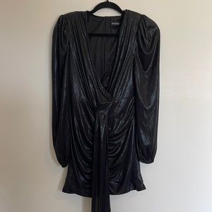 Black Pretty Little Thing Dress (Shimmery Wrap Dress)